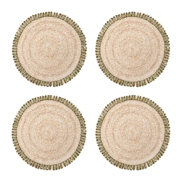 slide 2 of 3, Caravan Loopy Abaca Placemats - Set of 4 Natural, Olive Green