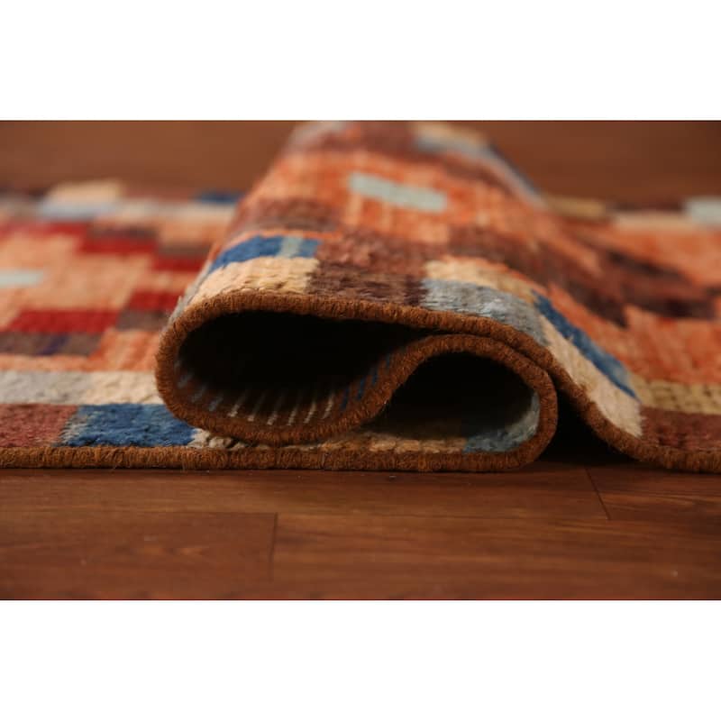 Geometric Moroccan Runner Rug Handmade Wool Carpet - 2'10" x 9'8"