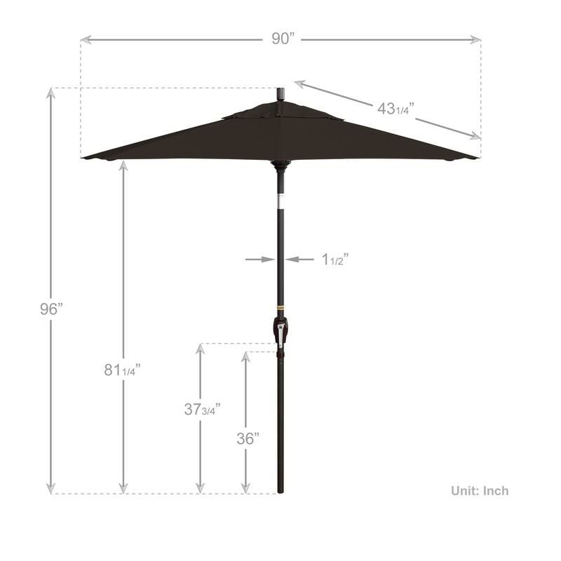 California Umbrella 7.5' Round Crank Lift Push Button Tilt Bronze Aluminum Patio Umbrella with Pacifica Pacific Blue Fabric