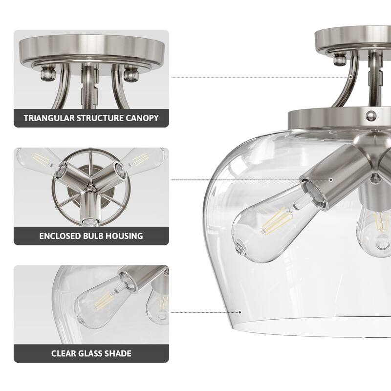 CO-Z 3-Light Semi Flush Mount Ceiling Light
