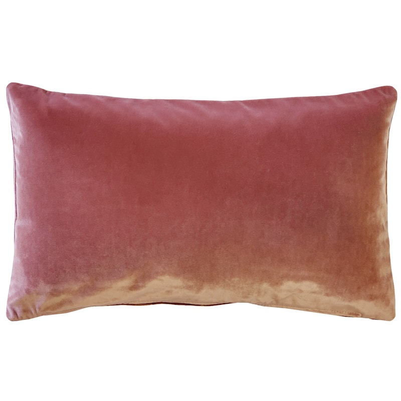 Pillow Decor Castello Soft Velvet Throw Pillows (3 Sizes, 18 Colors) - 12" x 19" - Feather Down - Rose Blush