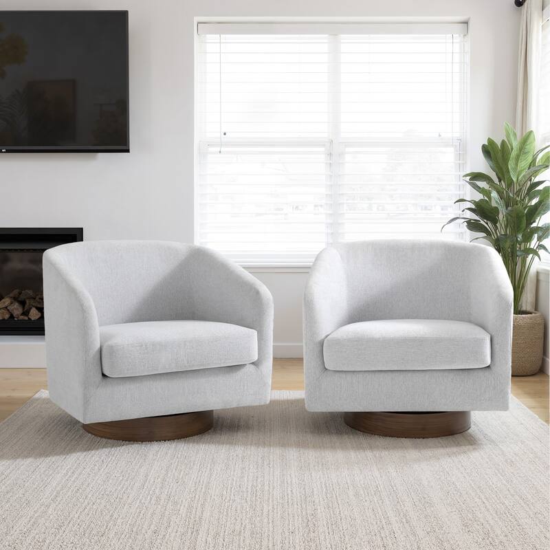 Modern Linen Chenille 360°Swivel Barrel Chair