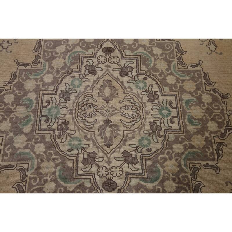 Geometric Tabriz Persian Vintage Area Rug Handmade Wool Carpet - 9'7" x 12'9"