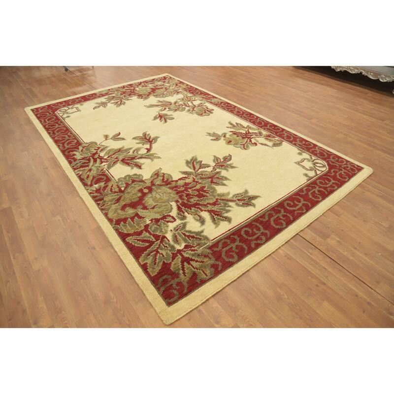 Floral Indian Area Rug 7x10 - 10' 1'' X 6' 6''
