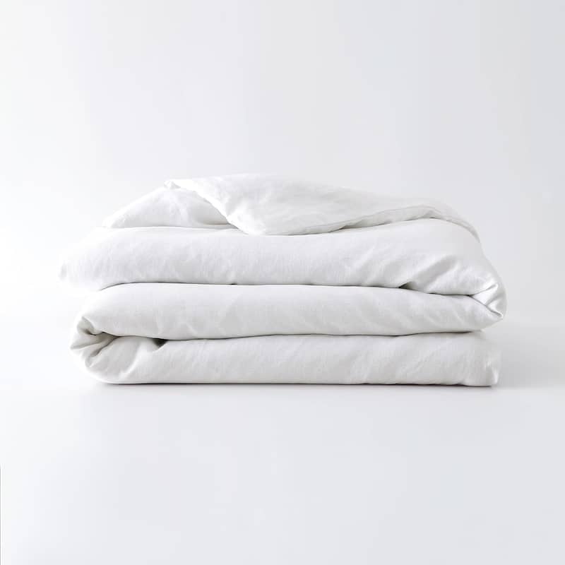 French Linen Duvet Cover for Weighted Blanket - White - King