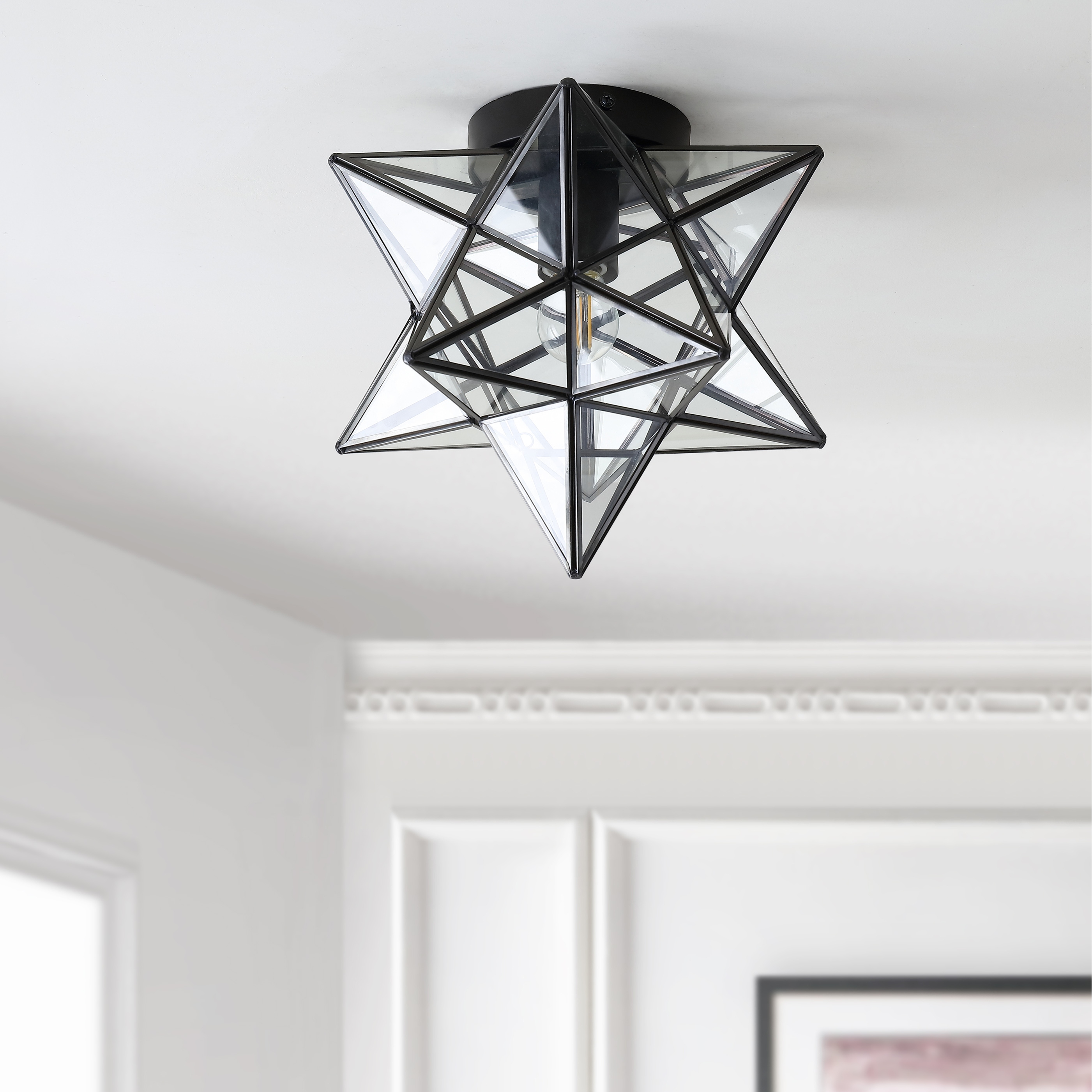 12 Moravian Star Glass Flush Mount by JONATHAN Y Bed Bath Beyond 25434477