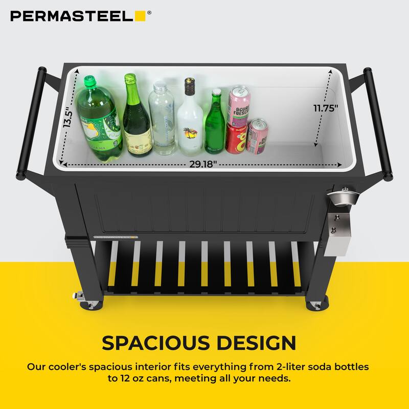 Permasteel 80-Qt Antique Furniture Style Rolling Patio Cooler, Black