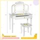 preview thumbnail 5 of 7, White Kids Vanity Table Set with Tri-Folding Mirror and Large Drawer Perfect for Girls - 27.5"L x 13.5"W x 38"H