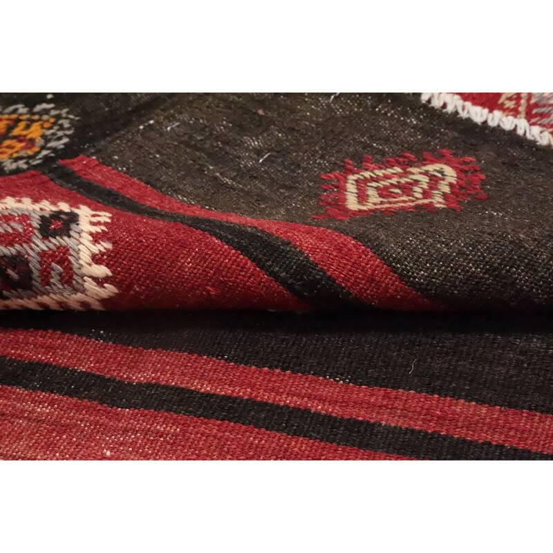 Hand Woven Oriental 100% Wool Carpet Southwestern Tribal Red Kilim Area Rug - 9' 7'' X 5' 5''