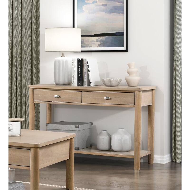 1pc Sofa Table with Two Drawer and Open Shelf Wooden
