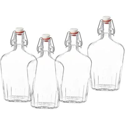 Bormioli Rocco Fiaschetta Glass Pocket Flask Set of 4 - 8.5 Ounce