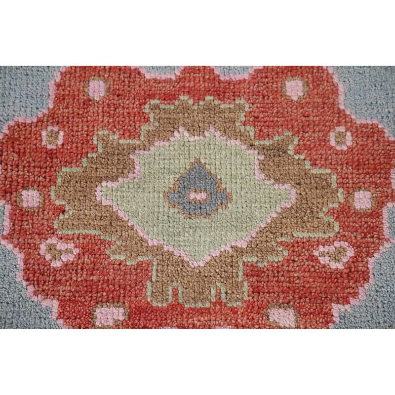 Light Blue Oushak Area Rug Handmade Living Room Wool Carpet - 8'1"x 10'1"