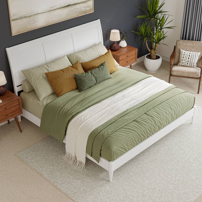 Valencia Solid Wood Low Profile Sleigh Platform Bed