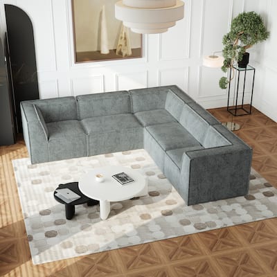 106"x106" Chenille Modular L-Shaped Sectional Sofa (5-Piece)