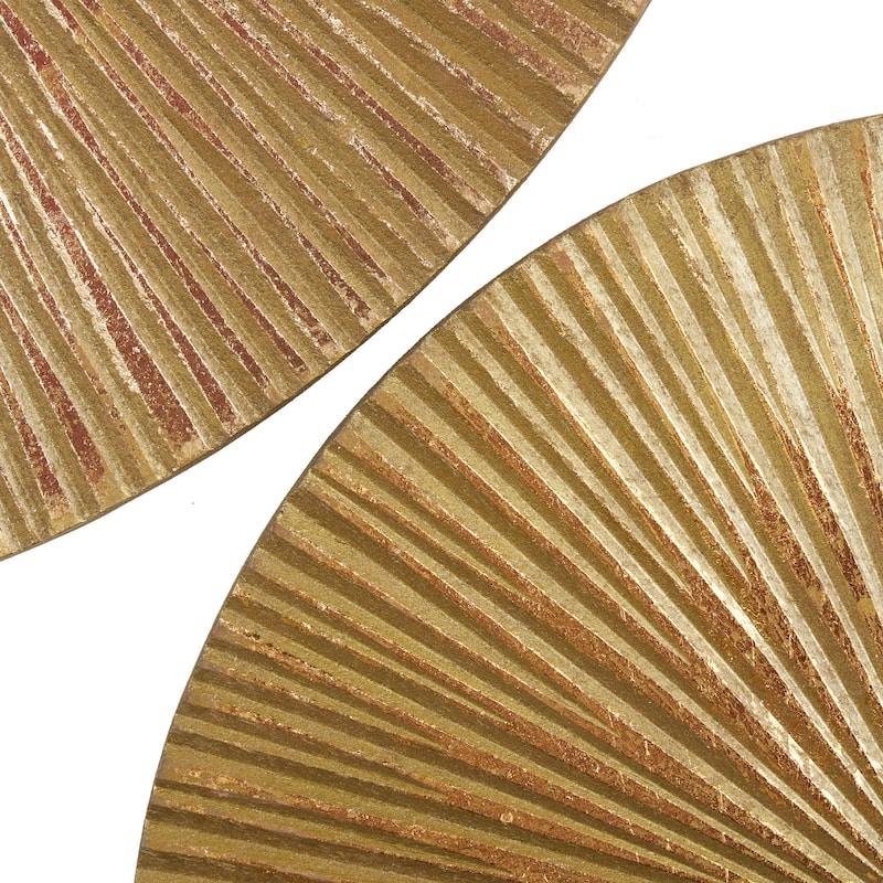 Wooden Plate Carved Radial Wall Decor - Set of 3 Gold, White, Black - CosmoLiving by Cosmopolitan