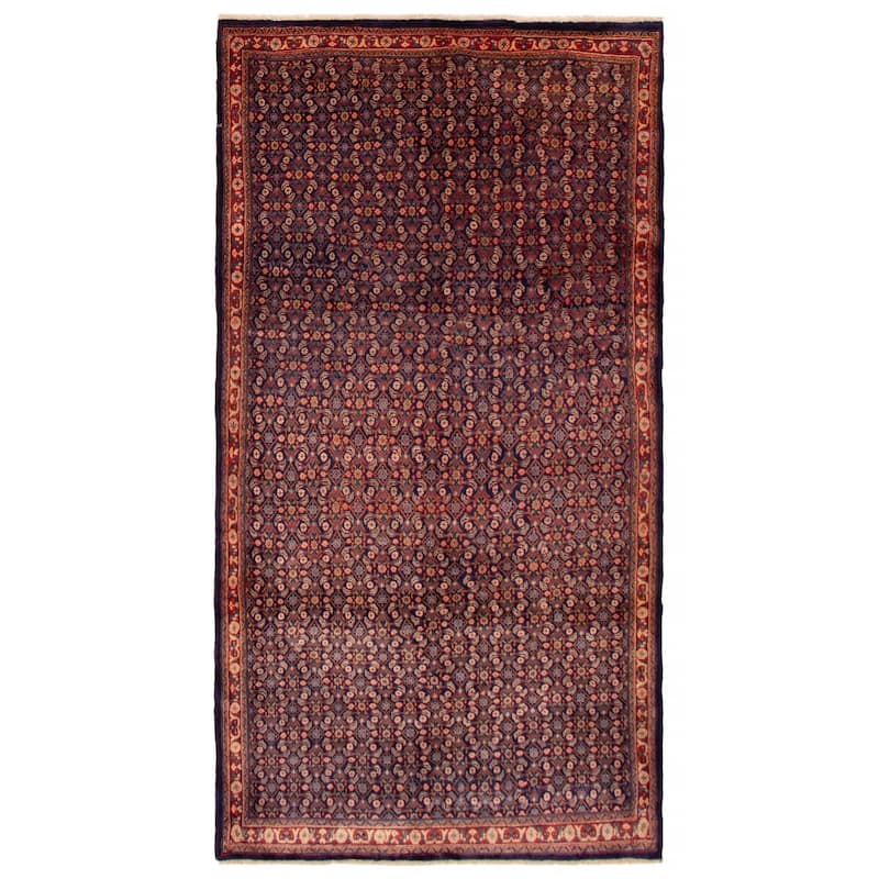 ECARPETGALLERY Hand-knotted Andelz Navy Wool Rug - 5'4 x 10'0 - Dark Navy - 5'4 x 10'0