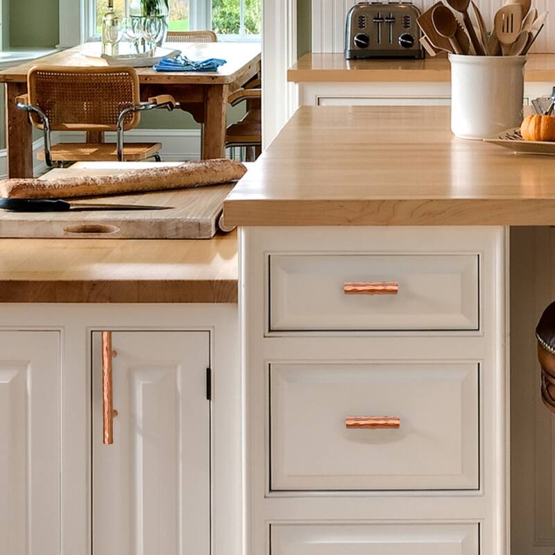 3 Inch Hole Center Copper Kitchen Cabinet Handles 100% Solid Brass Drawer Pulls (5-PACK)