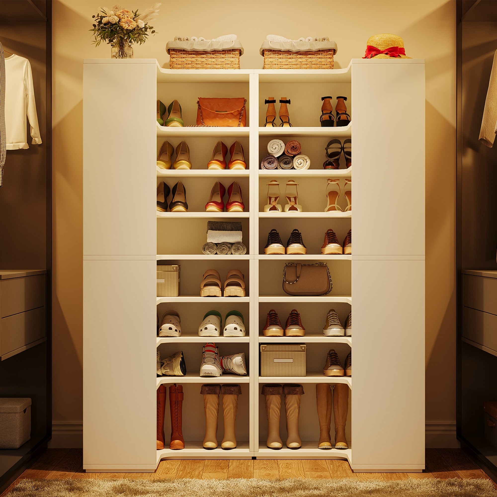 置物 5646 Corner Shoe Cabinet for 40-45 Pairs, 9-Tier Tall Shoe