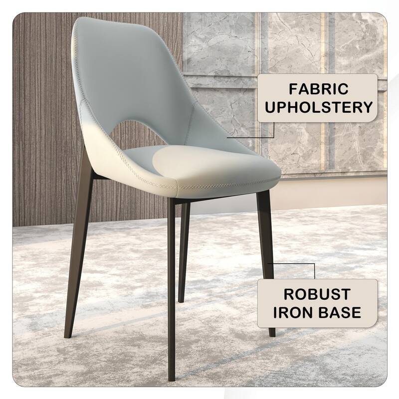 Amalfi Mid-Century Modern Upholstered Dining Chair - Open Back Side Chair with Metal Legs for Kitchen, Dining Room & Living Room
