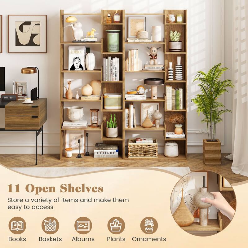 Costway 1/2 PCS 6-tier Bookshelf Tall Display Shelf with 11 Open - See Details
