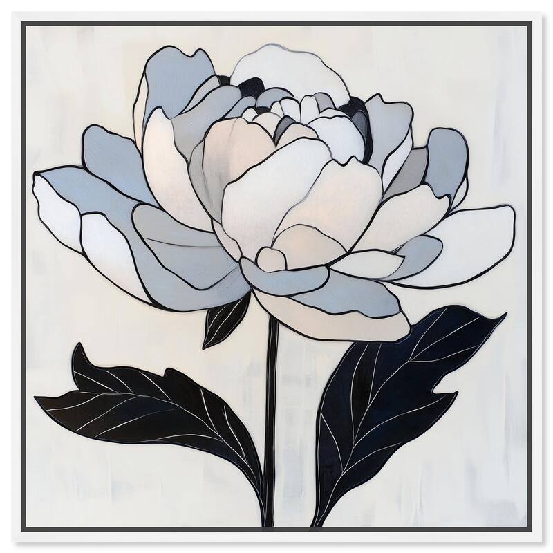 Gray Scale Flower I Canvas by Art Remedy - White - 24" x 24"