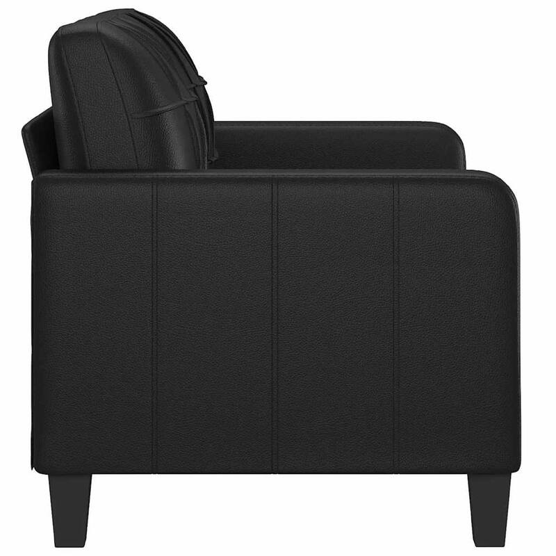 Otis 2 Seater Sofa, Tufted Plush Black Faux Leather Cushions, 54 Inch