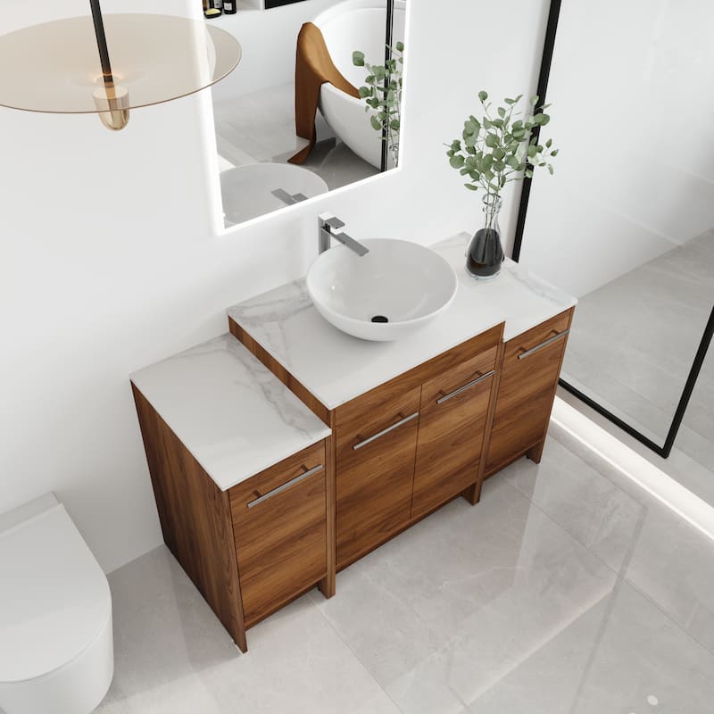 Malwee 24"/36"/48"/60" FreeStanding Bathroom Vanity, Floor Stand Bathroom Vanity with Ceramic Sink,Soft Close Door and Shelf