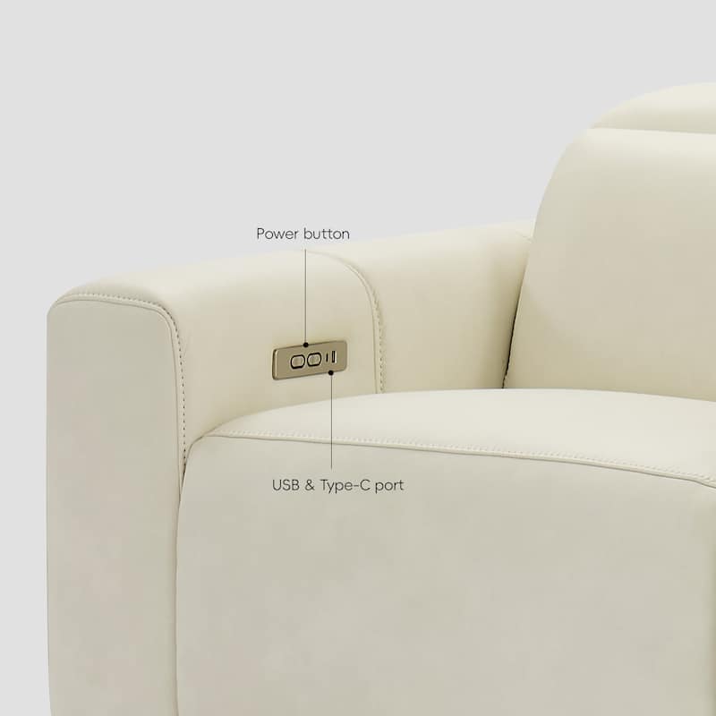 6PCS, 3 power Recliners, Leather Reclining Large Sectional with Power Headrest, Wireless Charging