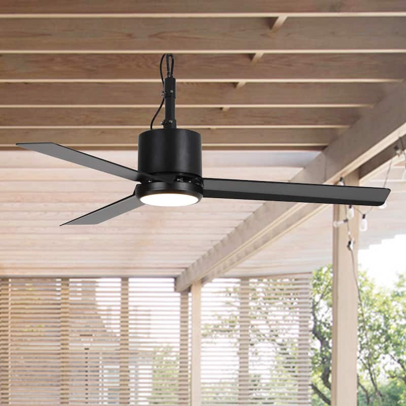 42" Modern Black Waterproof Wet Outdoor Gazebo Ceiling Fan with Light and Hook