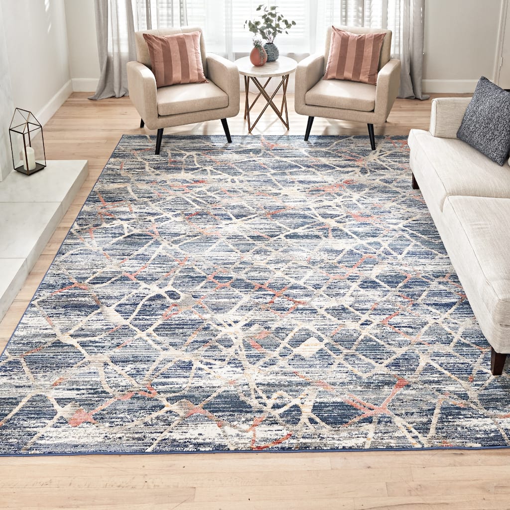 Gertmenian Amiens Salou Navy Modern Abstract Style Area Rugs