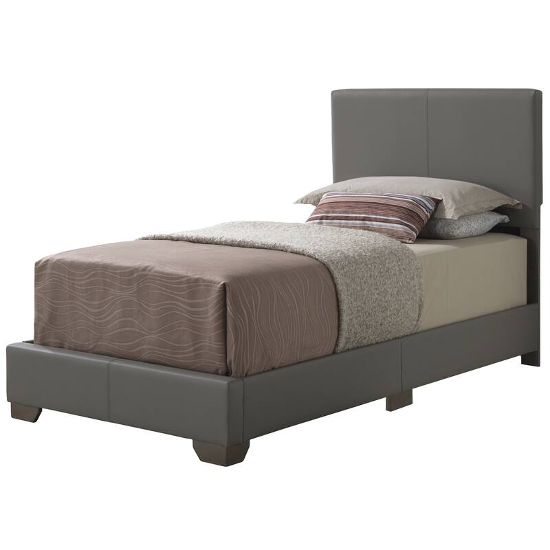 Solid Upholstered Panel Twin Bed - 81" - Gray