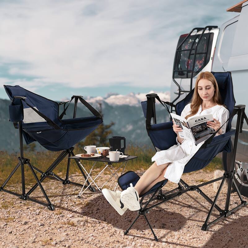 Outdoor Rocker Camping Chair Rocking Chair with Removable Footrest