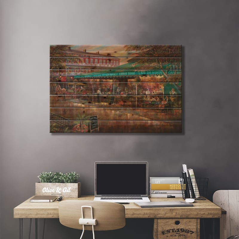 Café Du Monde Print On Wood by Ruane Manning - Multi-Color