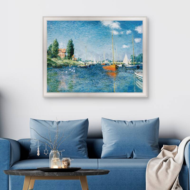 Masterpiece Art Gallery| Red Boats at Argenteuil by Claude Monet - Framed Canvas Art Print