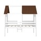 preview thumbnail 10 of 13, Elegant Twin Size Low Loft Wood House Bed with Two Side Windows, Superior Quality & Better Sleeping Environment, White+Brown
