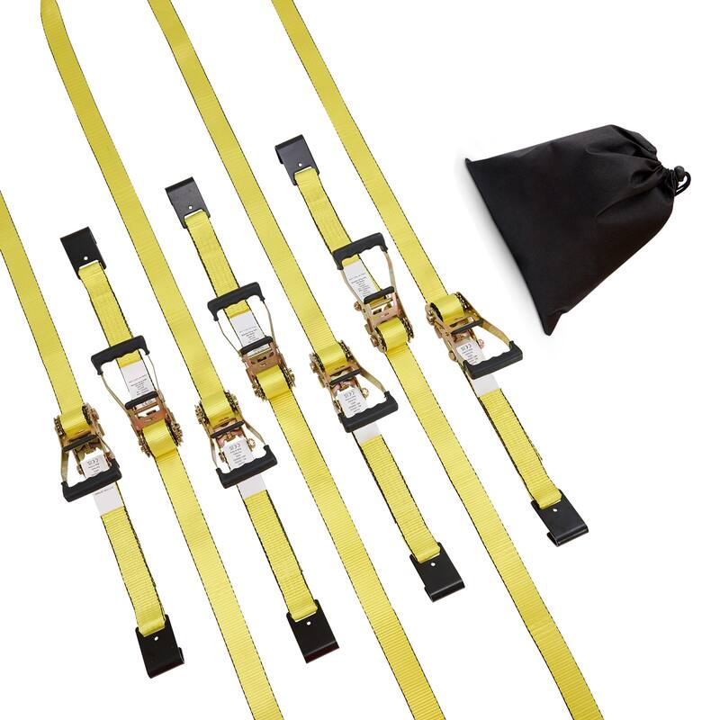Ratchet Tie Down Straps for Moving Securing Cargo, Appliances, Motorcycle - 10000 lbs