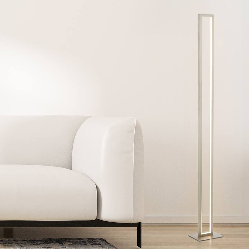 Suillius 59.5" Modern Minimalist Aluminum Integrated Tower LED Floor Lamp, Nickel by JONATHAN Y