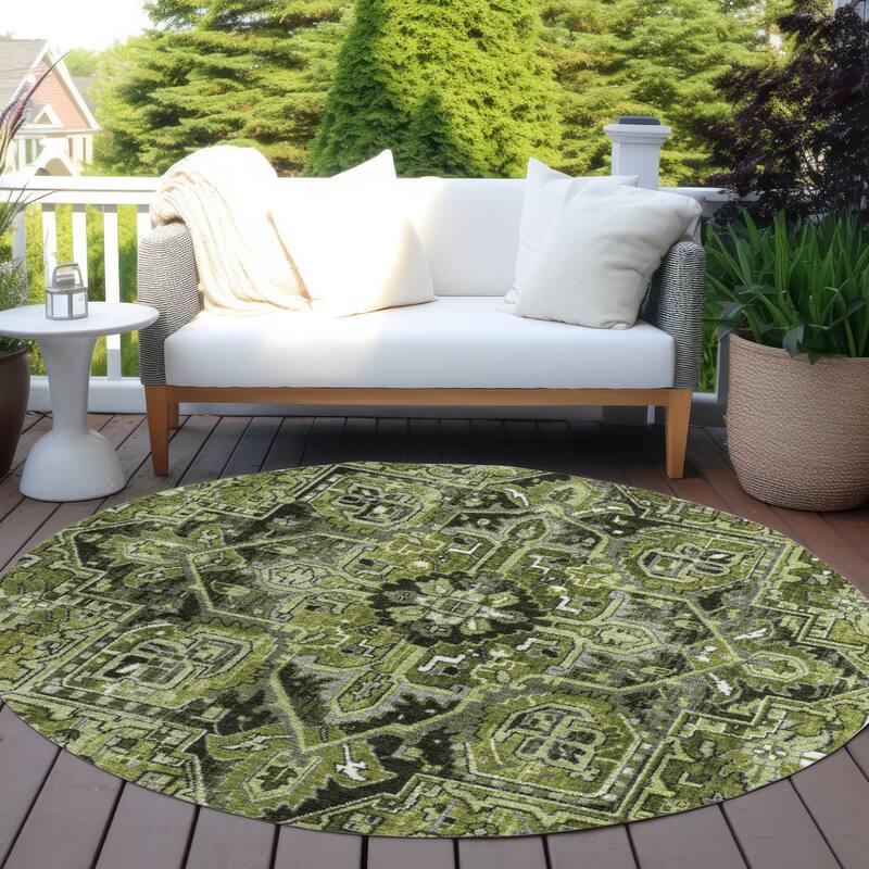 Maso Oriental Weather Resistant Timeless Grace Outdoor Rug