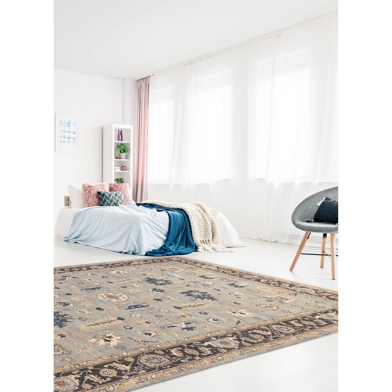 ECARPETGALLERY Hand-knotted Finest Agra Jaipur Teal Wool Rug - 9'4 x 13'3