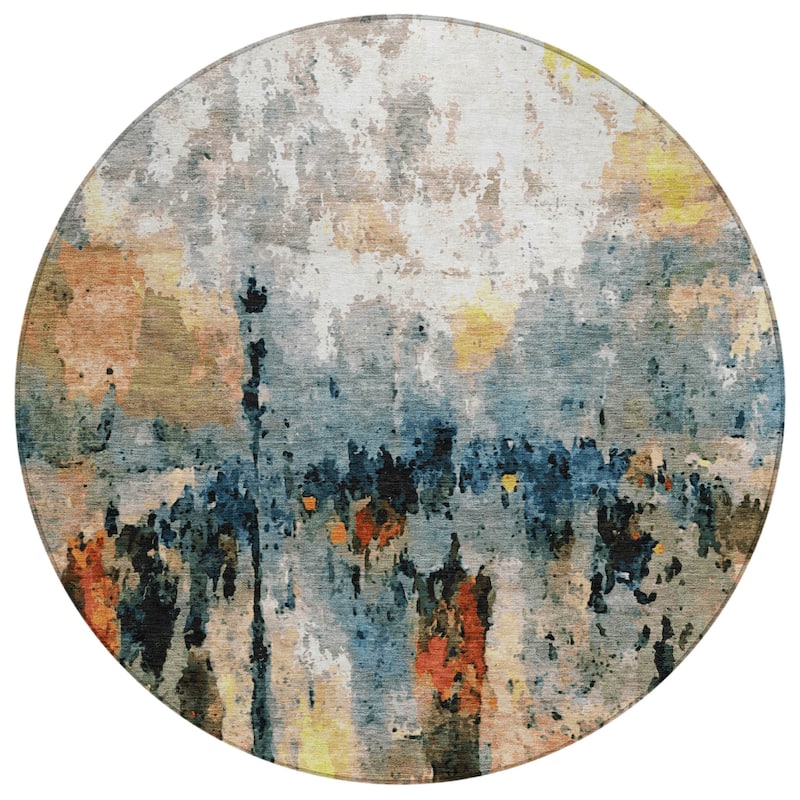 Machine Washable Indoor/ Outdoor Abstract Modern Chantille Rug