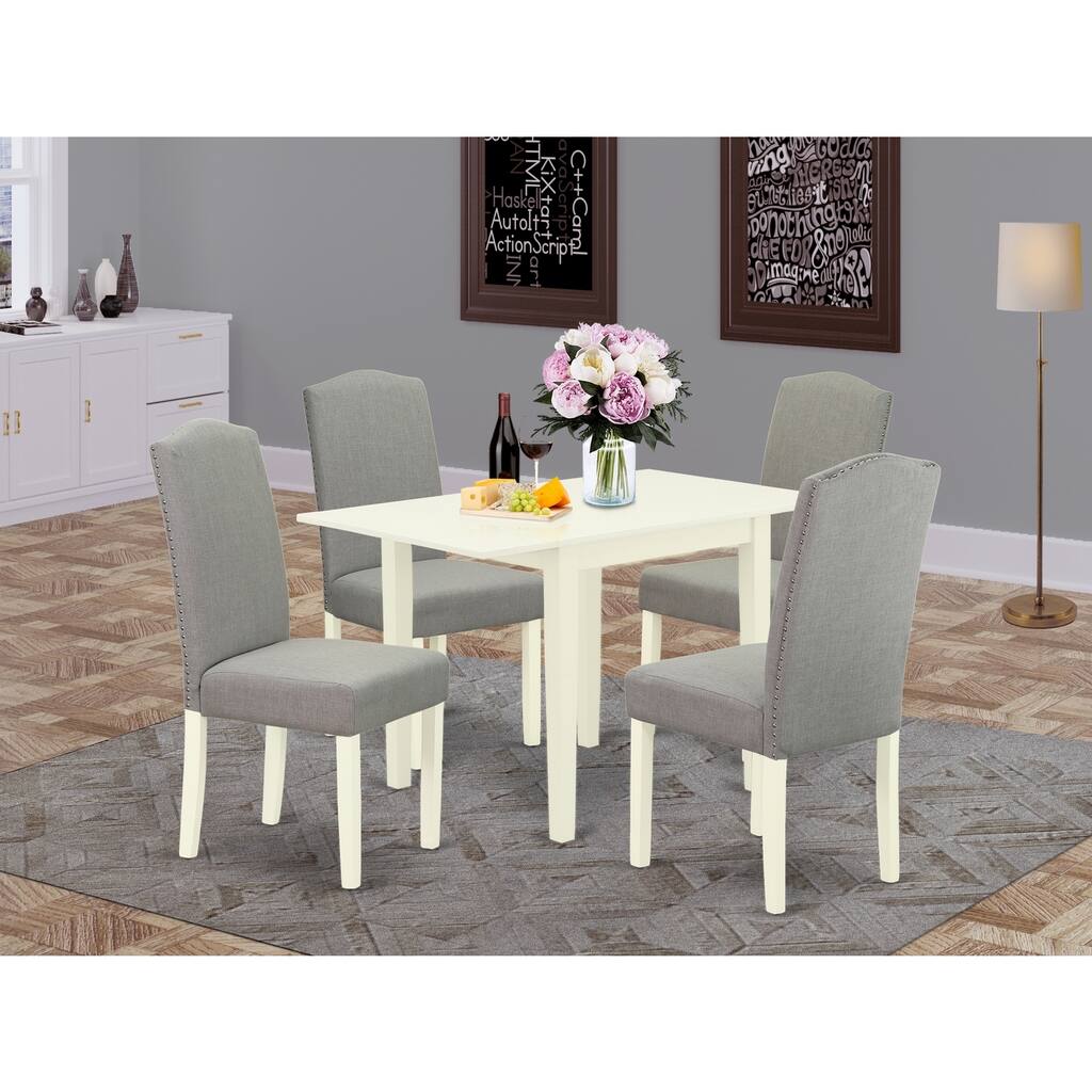 5-Piece Linen White Finish Solid Wood Top Dining Room Set (Seats-4)