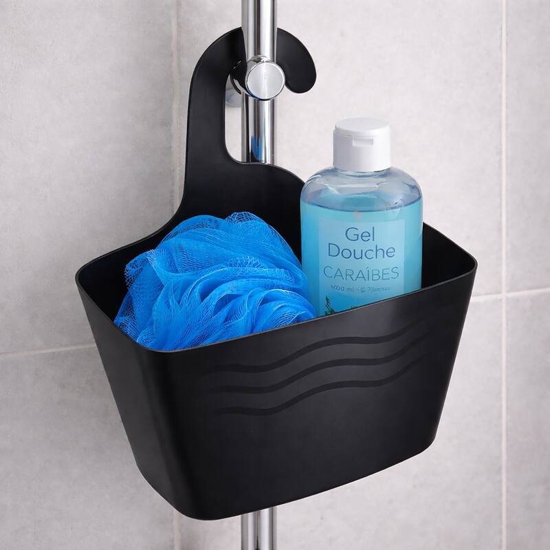 Hanging Shower Caddy Organizer Plastic Basket - 9" L x 3" W x 10" H - Black