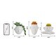 preview thumbnail 5 of 5, 3 - Piece Artificial Succulent in Vase Set/White Ceramic Head Planter with Artificial Plants