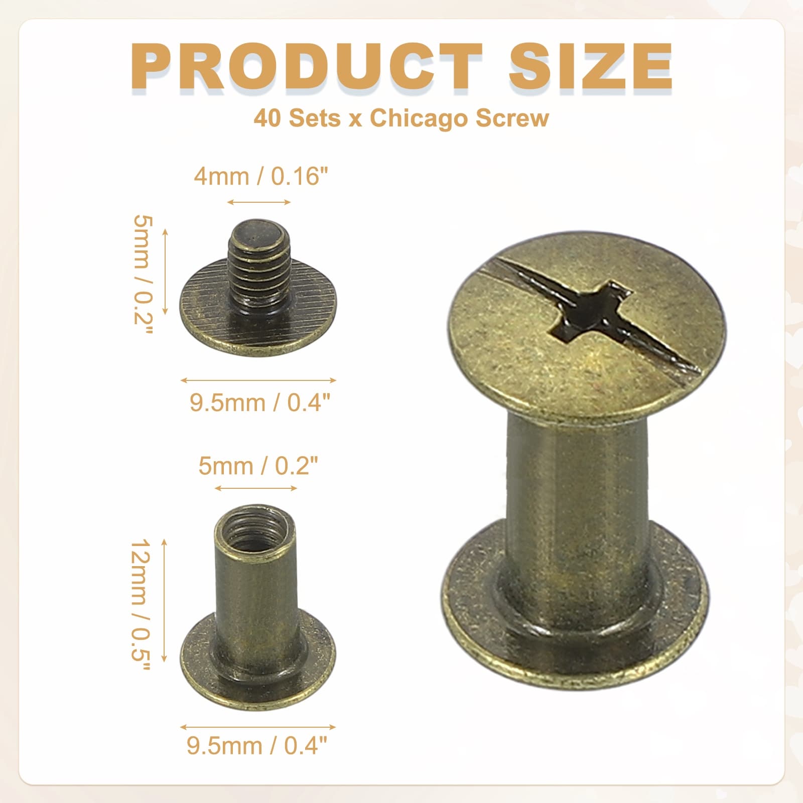 Chicago Screw Rivets Metal Phillips Head Post Nail Rivet Stud Screws Connectors for DIY Belt Bag Craft