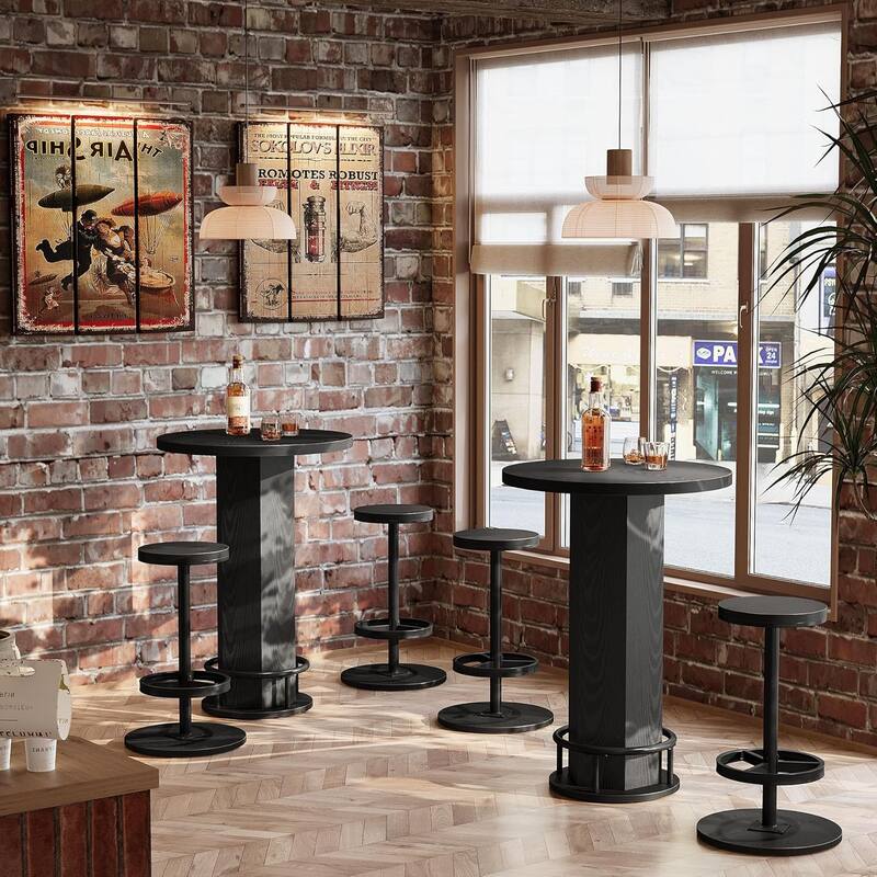 3-Piece Dining Table Set, Small Round Kitchen Table with 2 Chairs for Small Space, Apartment, Bistro