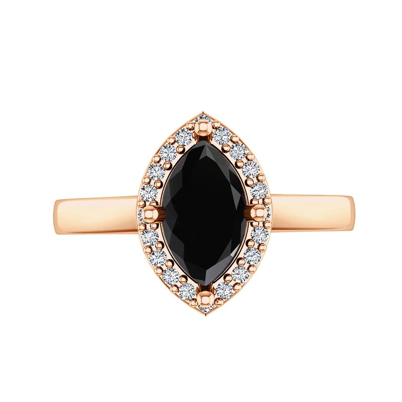 Auriya 1 5/8ct Marquise-cut Halo Black Diamond Ring 14k Gold