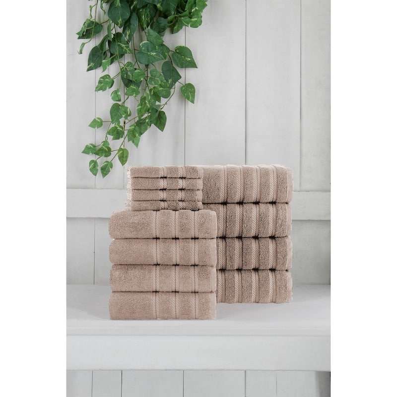 Antalya Hotel Collection Turkish Cotton Bathroom Towel 12 Pc Family Set
