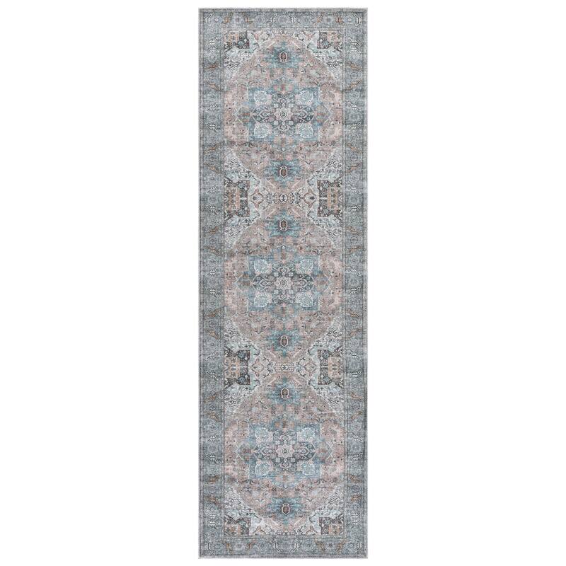 SAFAVIEH Arizona Marja Machine Washable & Slip Resistant Rug - 2'6" x 8' Runner - Copper/Green