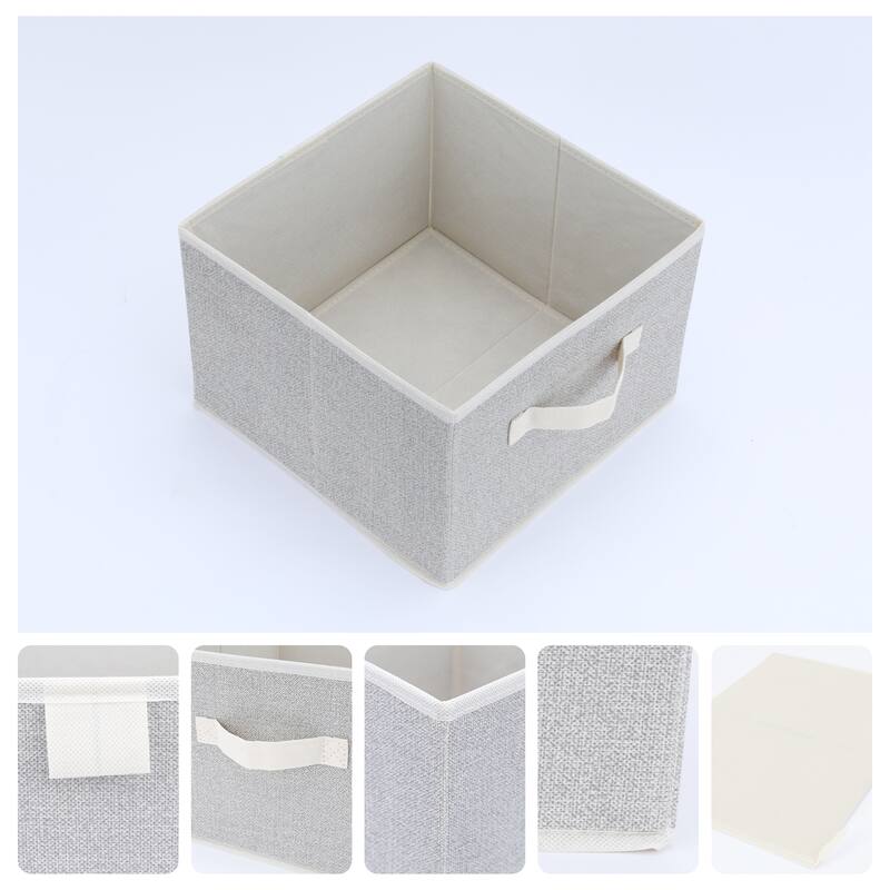 Storage Cube, Storage Bin with Handles for Shelves Closet, 1 Pack Collapsible Storage Basket for Organizing Clothes Blankets - Beige - 11*11*8in
