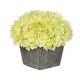 preview thumbnail 4 of 31, Faux Hydrangea in Grey Washed Wood Cube Planter Green